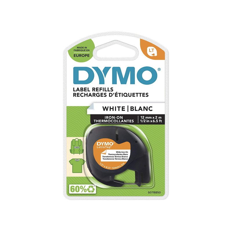 [LACDY040] Dymo - LetraTag Iron On Tape - Black on White