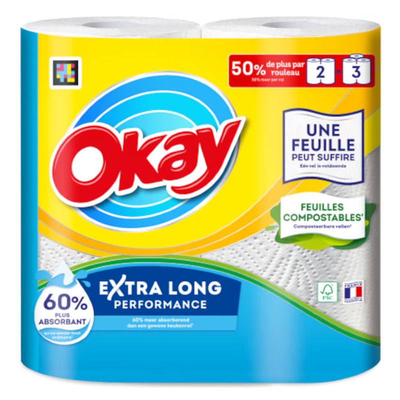 [PACOK010] Okay - Paper Towel Roll Extra Long - Pack of 2